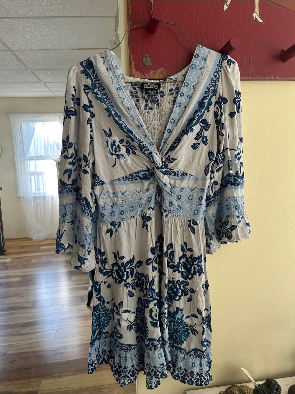 Angie Blue and Cream Floral Smocked shortie festival dress!